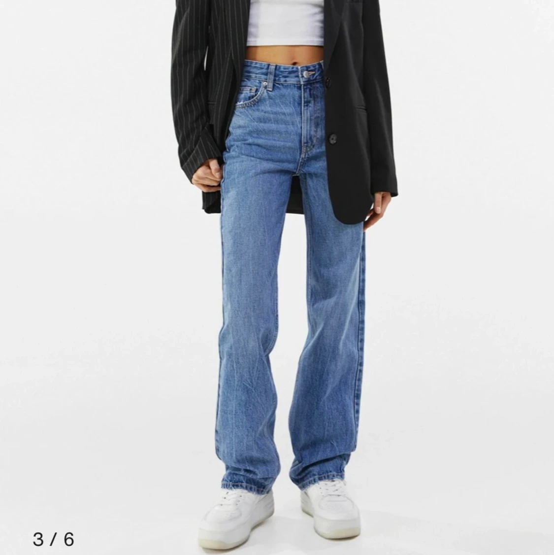 Bershka straight leg blå jeans