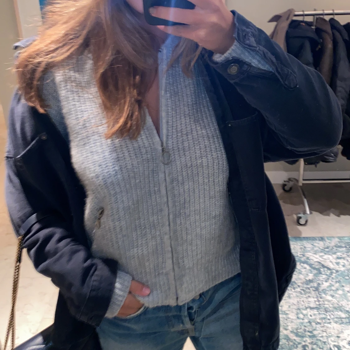 Stickad zip tröja - 90