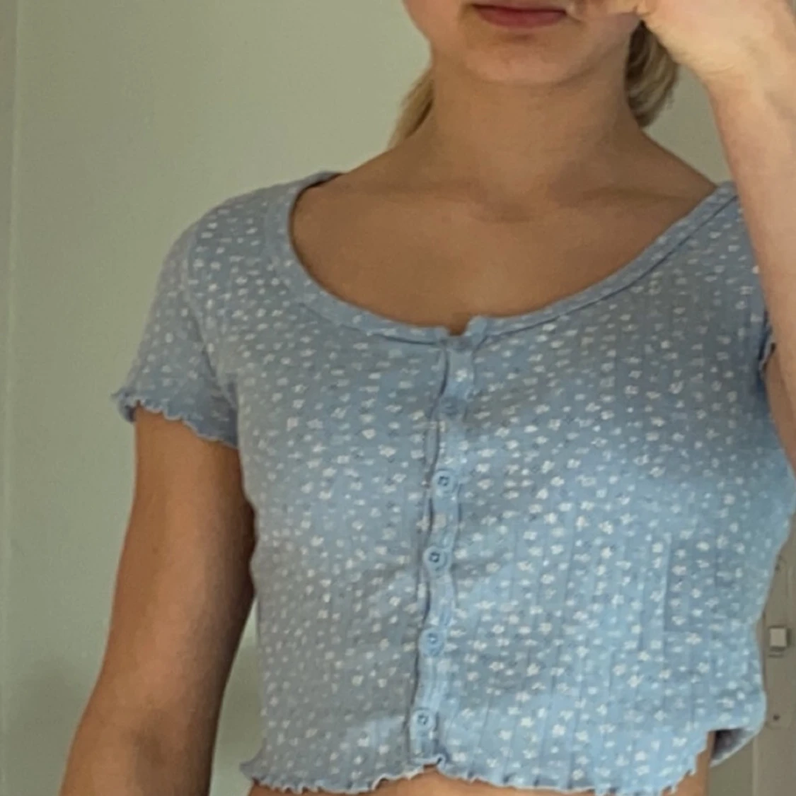 Blå croppad topp - 90