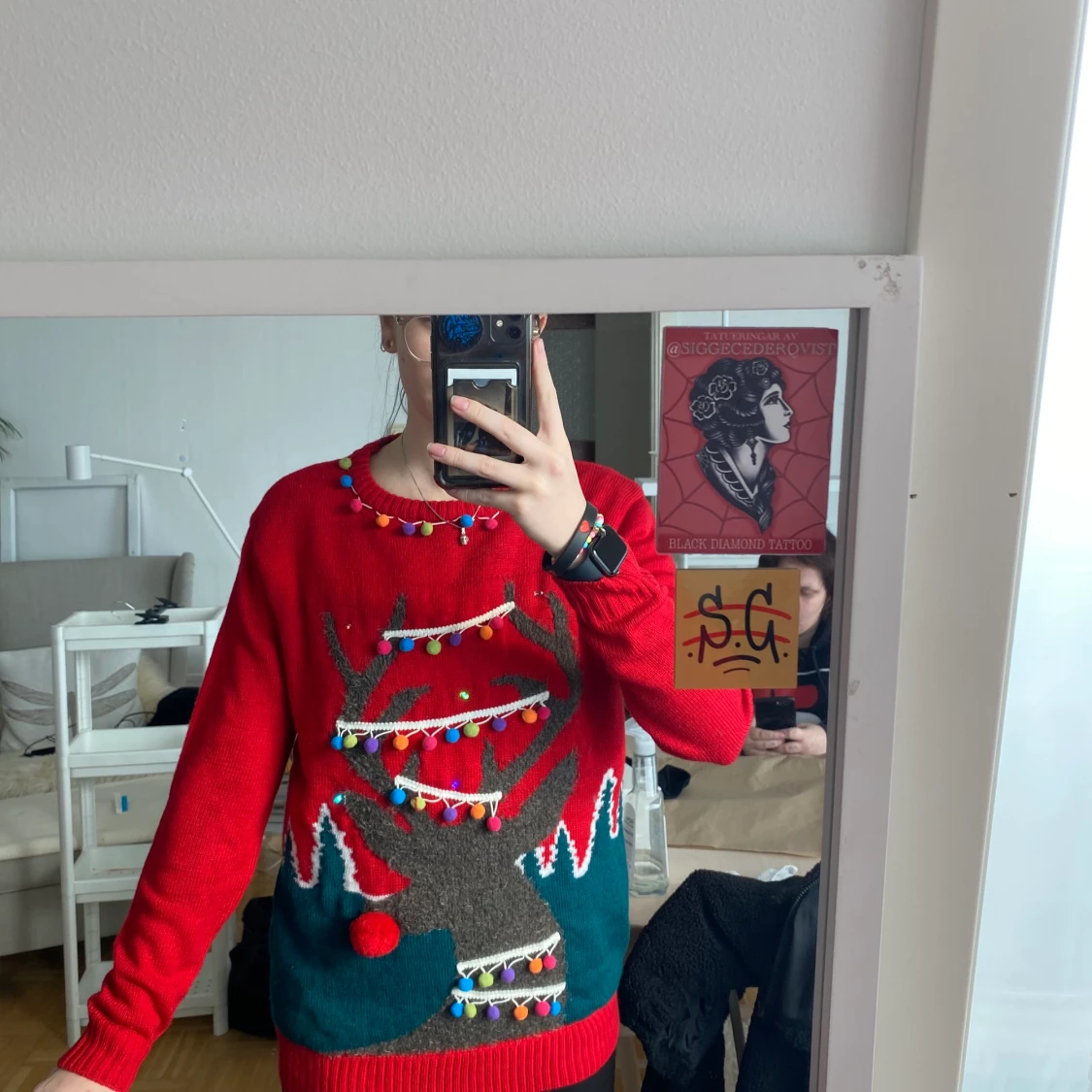 Jultröja med ljusslinga i S