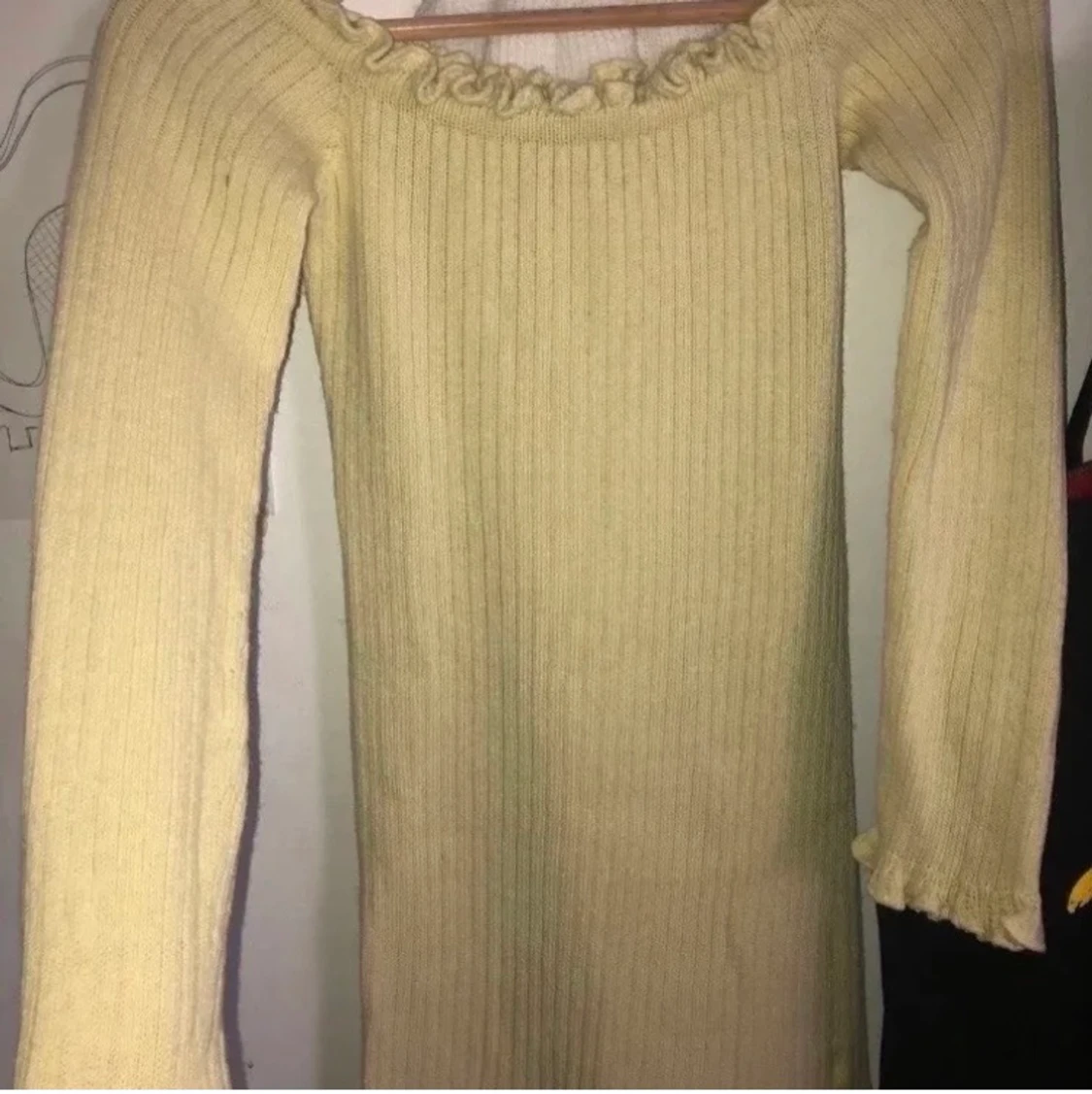 Gul ribbad klänning M/L - 91