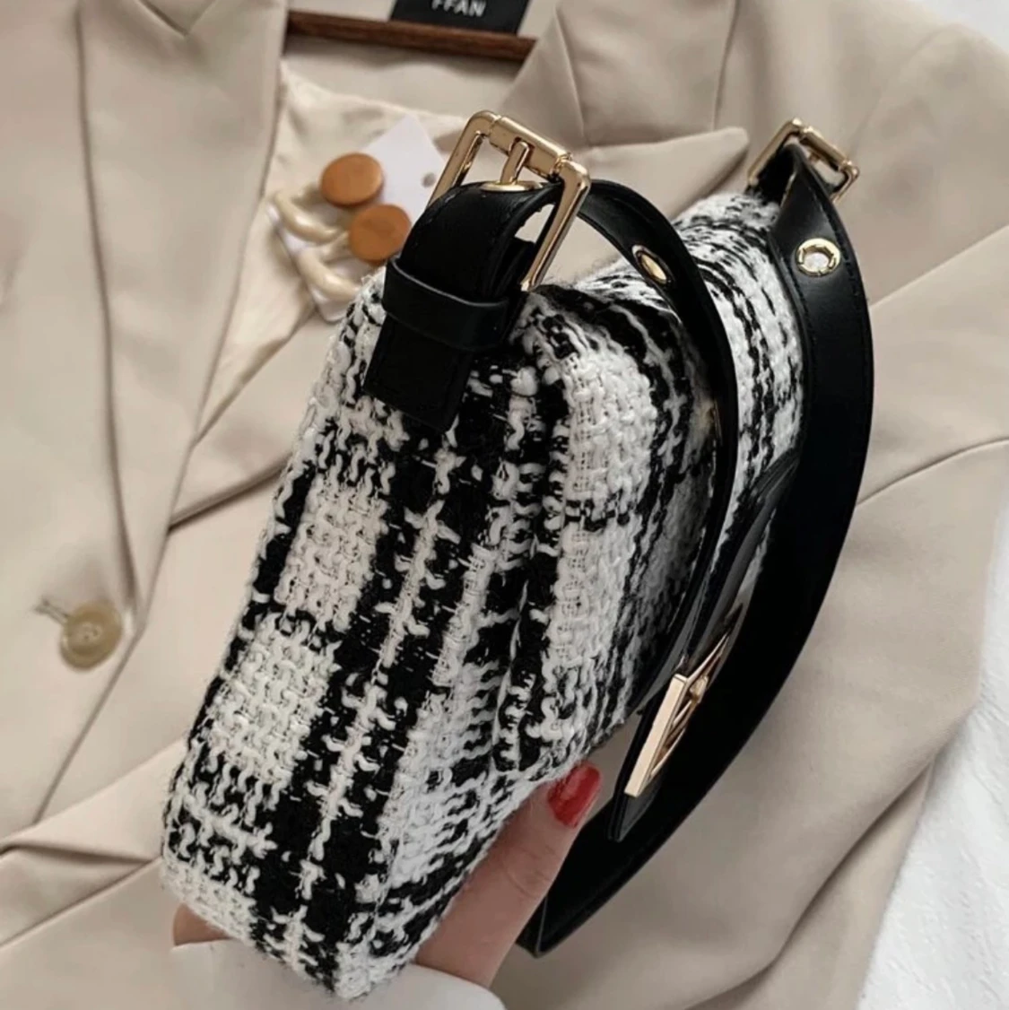 Vit axelväska väska - 90