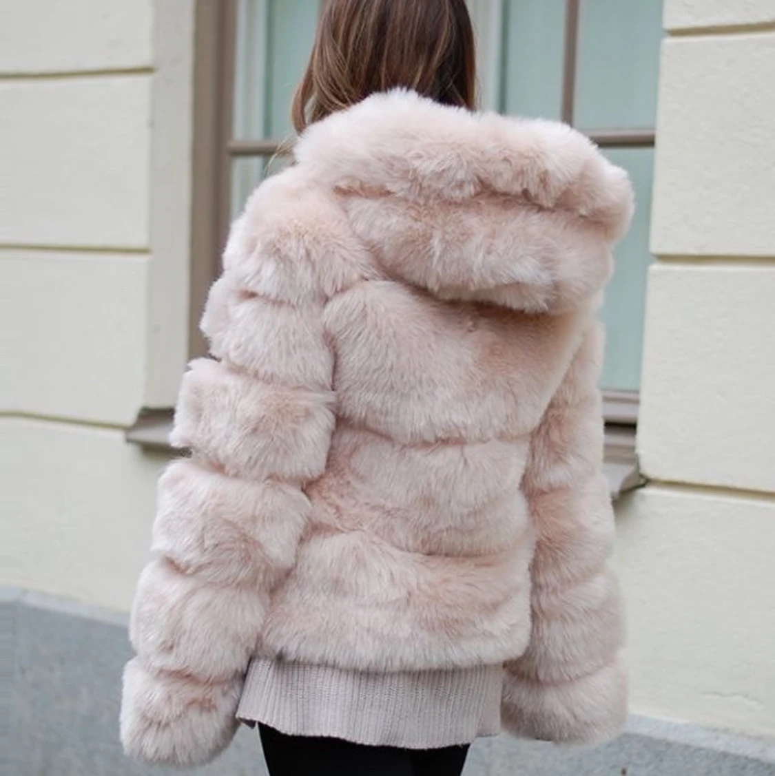 Rosa jacka (fejkpäls)  - 91