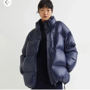 Blå vinterjacka - En varm marinblå vinterjacka från hm. Väldingt varm och skön dunjacka. Säljer på grund av att jag har fått en ny. Original priset är 1300kr