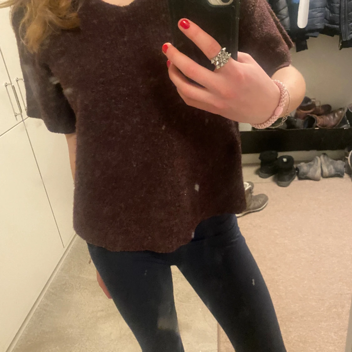 vinröd Trekvartsärmad  - 91