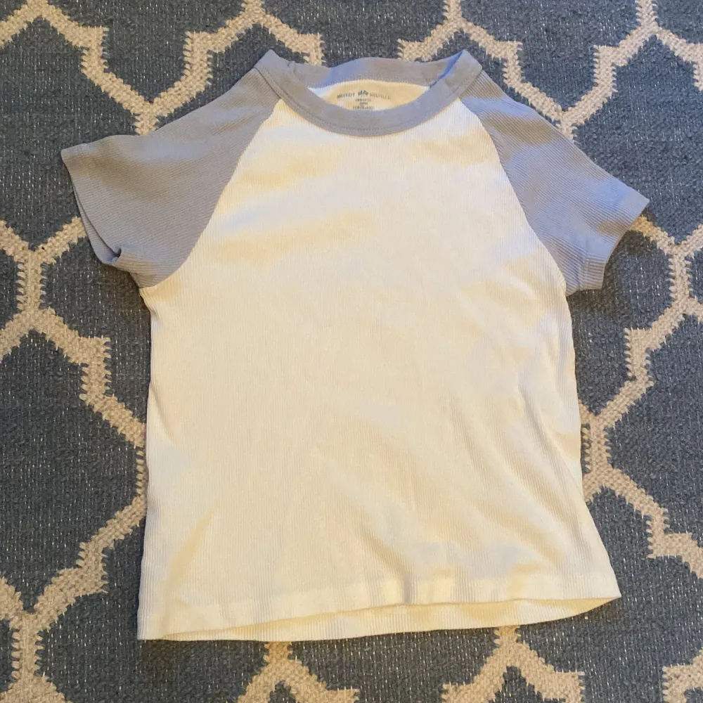 Blå vit t-shirt från brandy melville 💗 inga tecken på användning och bra skick, pris kan diskuteras. Finns ingen storlek men skulle säga xs-s. T-shirts.