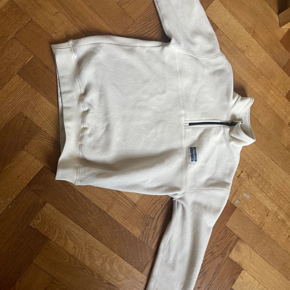 Zip fleece tröja vit - 90