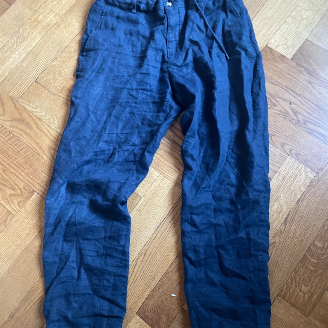 Navy linnebyxor 100% linne