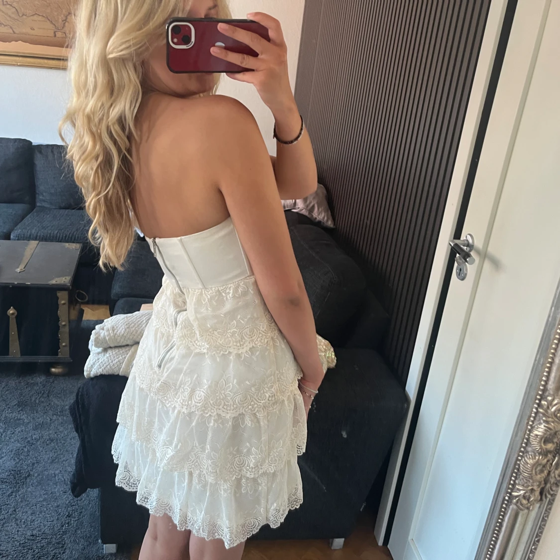 Vit volangklänning studentklänning - 90