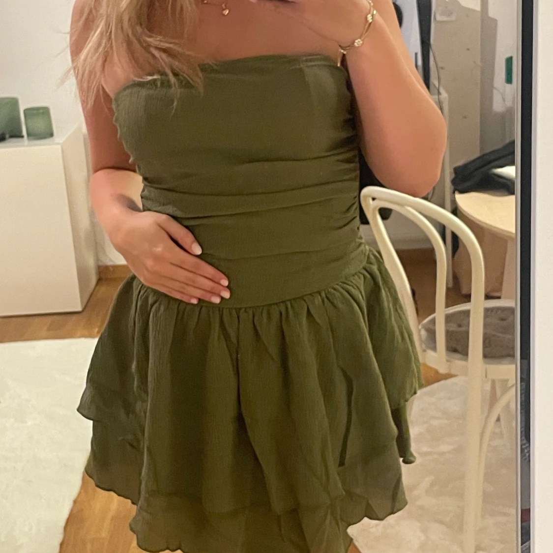 grön bandeauklänning 