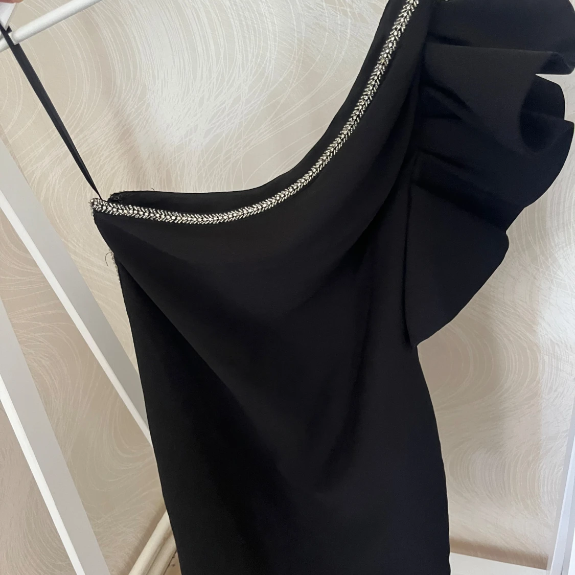 Black one-shoulder dress with silver details  - 91