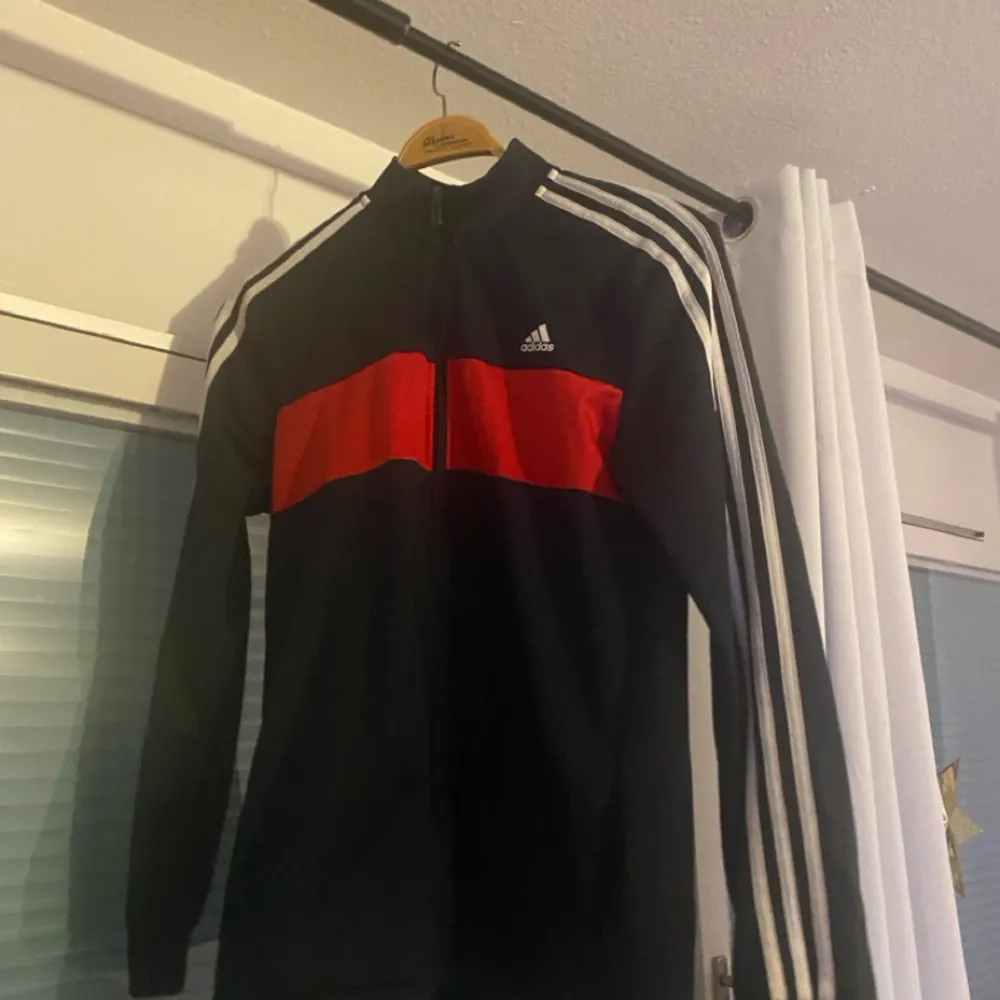 Blå/röd adidas tröja med storlek L men passar även bra på M. Hoodies.