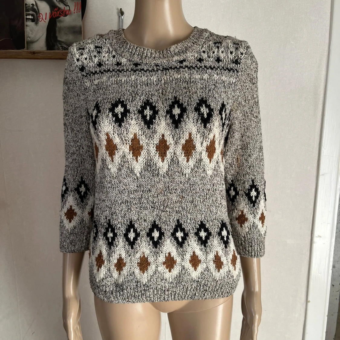 Underbar tjock stickad trekvarts h&m tröja stickat