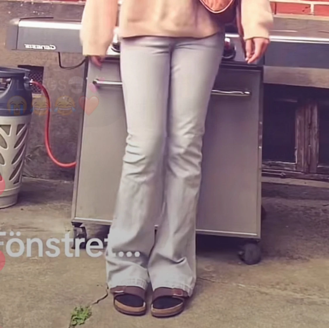 Gråa lågmidjade bootcut jeans - 90