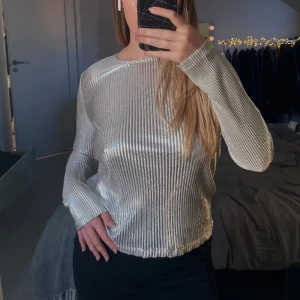 Silvrig festtröja - Jättefin silvertröja i ribbat liknande material med en liten öppning i ryggen✨