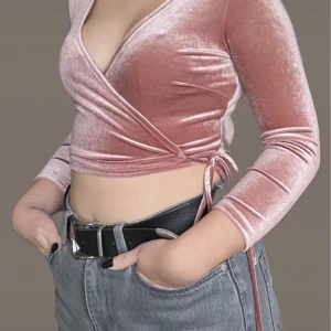 Knyttröja sammet - Rosa sammetströja 