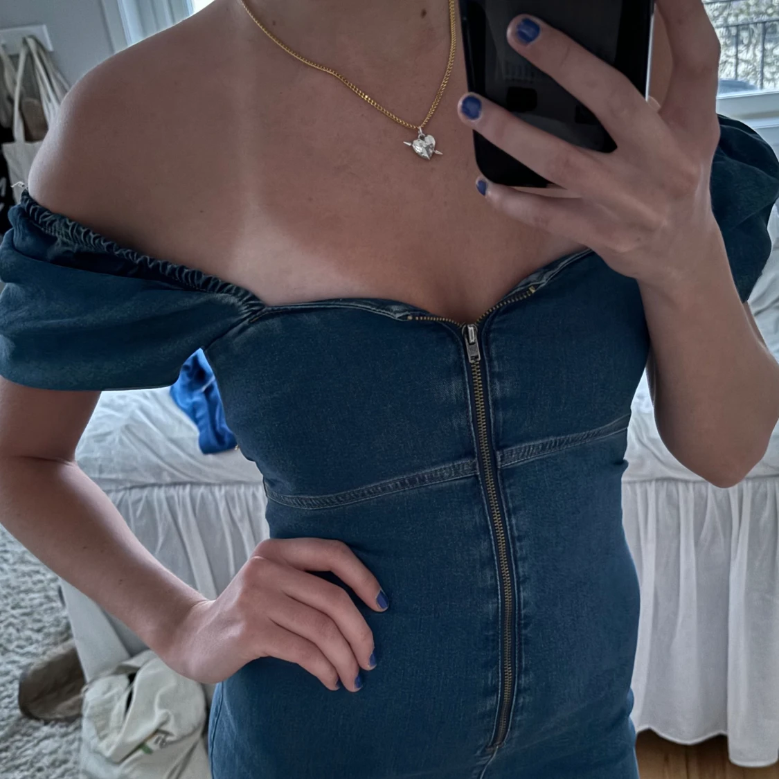 Kort Jeansklänning med dragkedja - 1