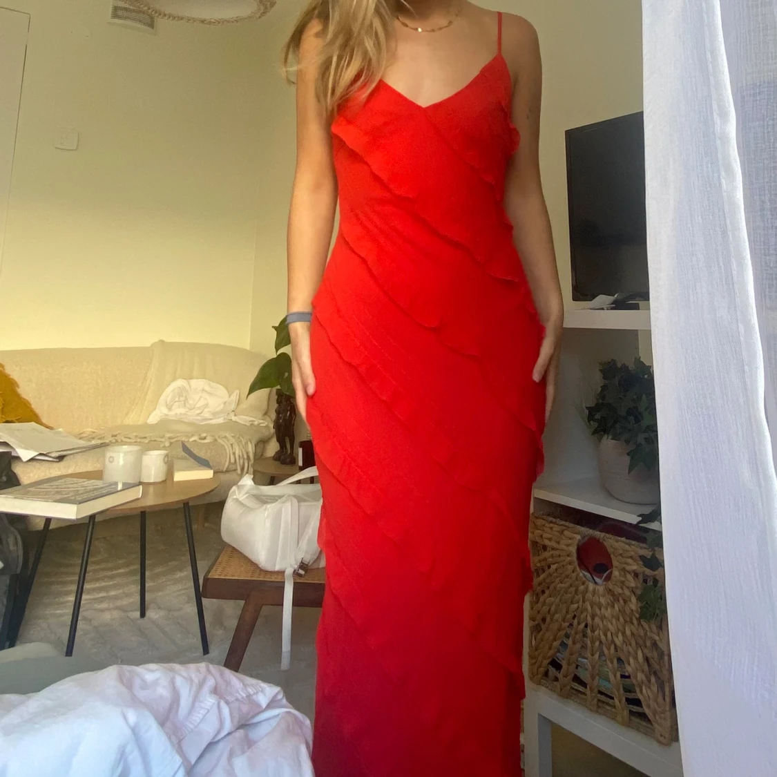 Röd maxiklänning - 90
