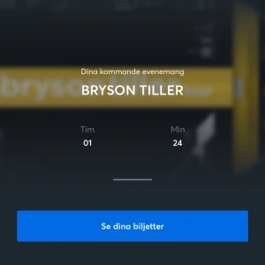 EN BRYSON TILLER BILJETT!! SISTA MINUTEN! - Jag har bestämt mig för att sälja min biljett då jag ej har någon att gå med samt vill inte gå ensam.  Priset på biljetten är mellan 590-640!Fråga på om ni undrar över något! 