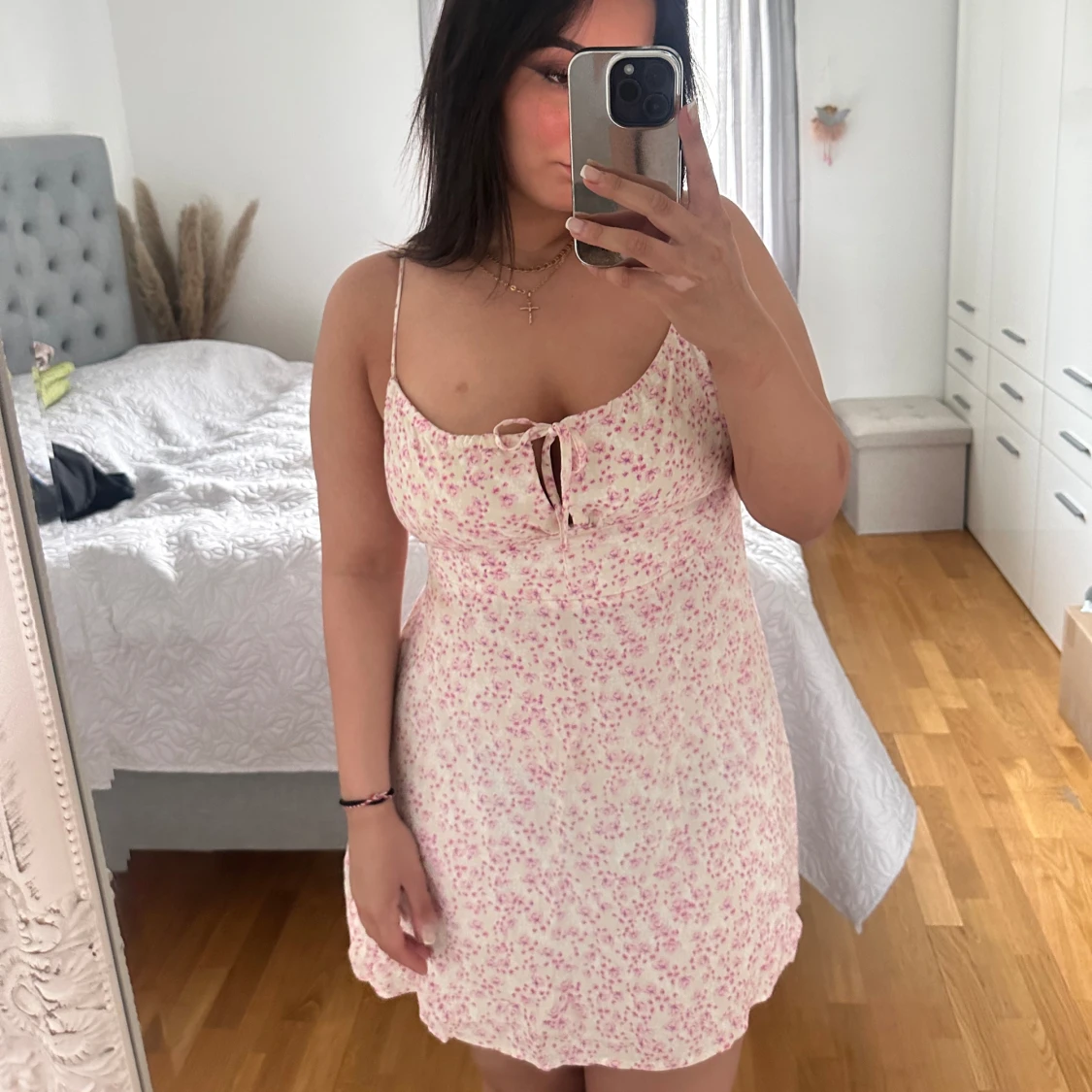 Rosa blommig klänning  - 92