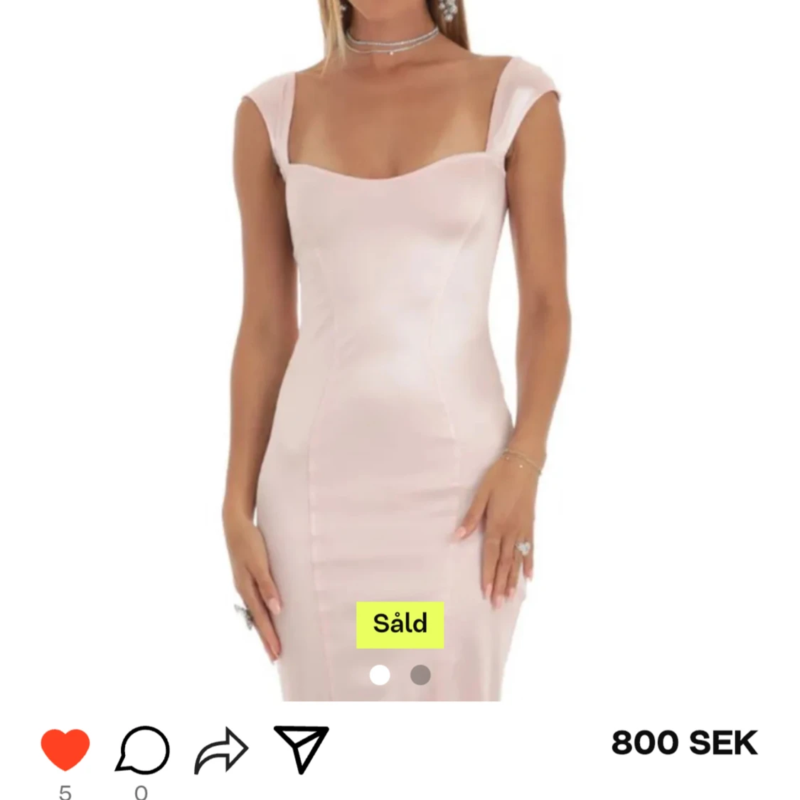 Rosa satin klänning - 90