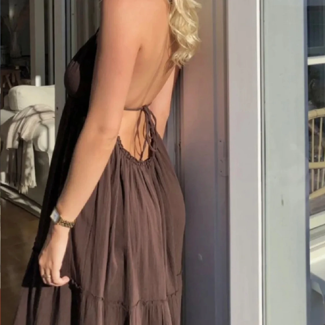 Mörkbrun maxiklänning - 91