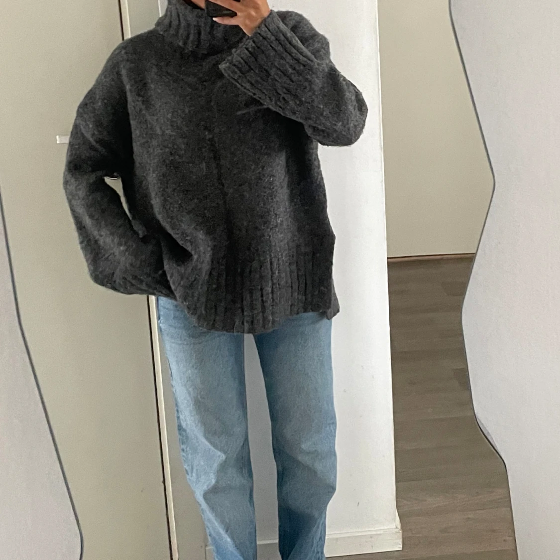 grå stickad tröja - 91