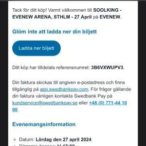 Biljett till Soolkings konsert 27 april i Stockholm