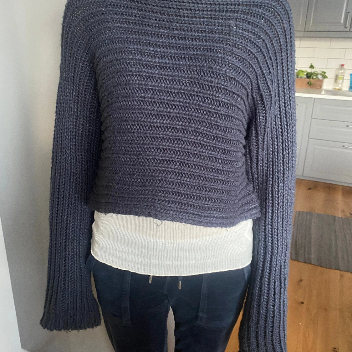 Stickad blå tröja från nakd