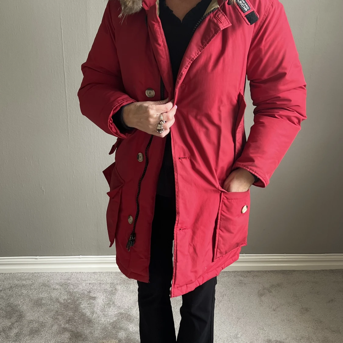 Varm röd woolrich xs