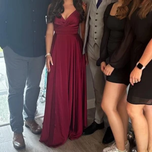 Red long dress  - Excellent condition , very comfortable , I am 5ft 3 and it is this length with heels 