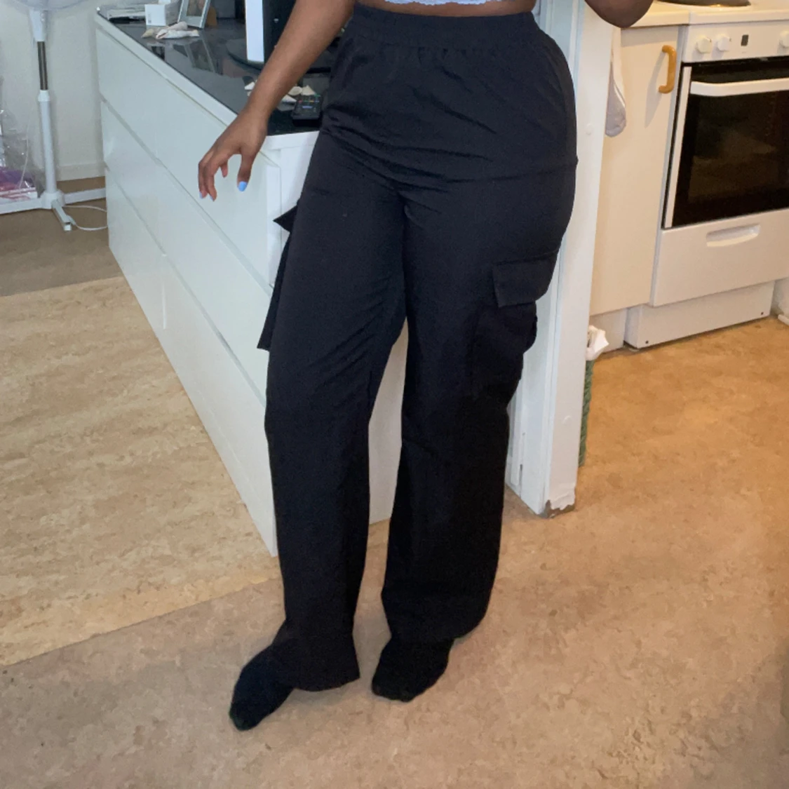 2 st cargo pants i svart - 90