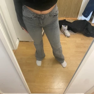 Bootcut jeans från Gina tricot. - Gråa jeans som är midwaist, använt fåtal gånger. Storlek 36.