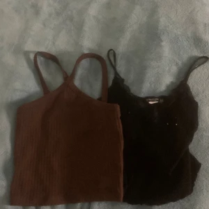 Svart linne+brunt linne - De bruna linnet är från Gina, Det svarta linnet är från Stradivarius. De är storlek S i det svarta och XS i det bruna. Ni betalar både för linnena och för frakt😀
