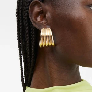 Breda räfflade örhängen  - Använd 1ggr bara. Metall 99%, Stål 1%