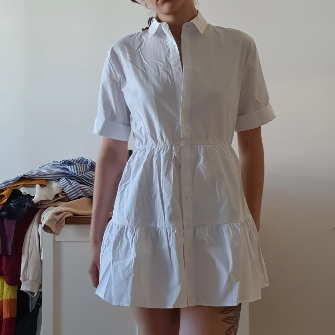 Vit skjortklänning  - 90