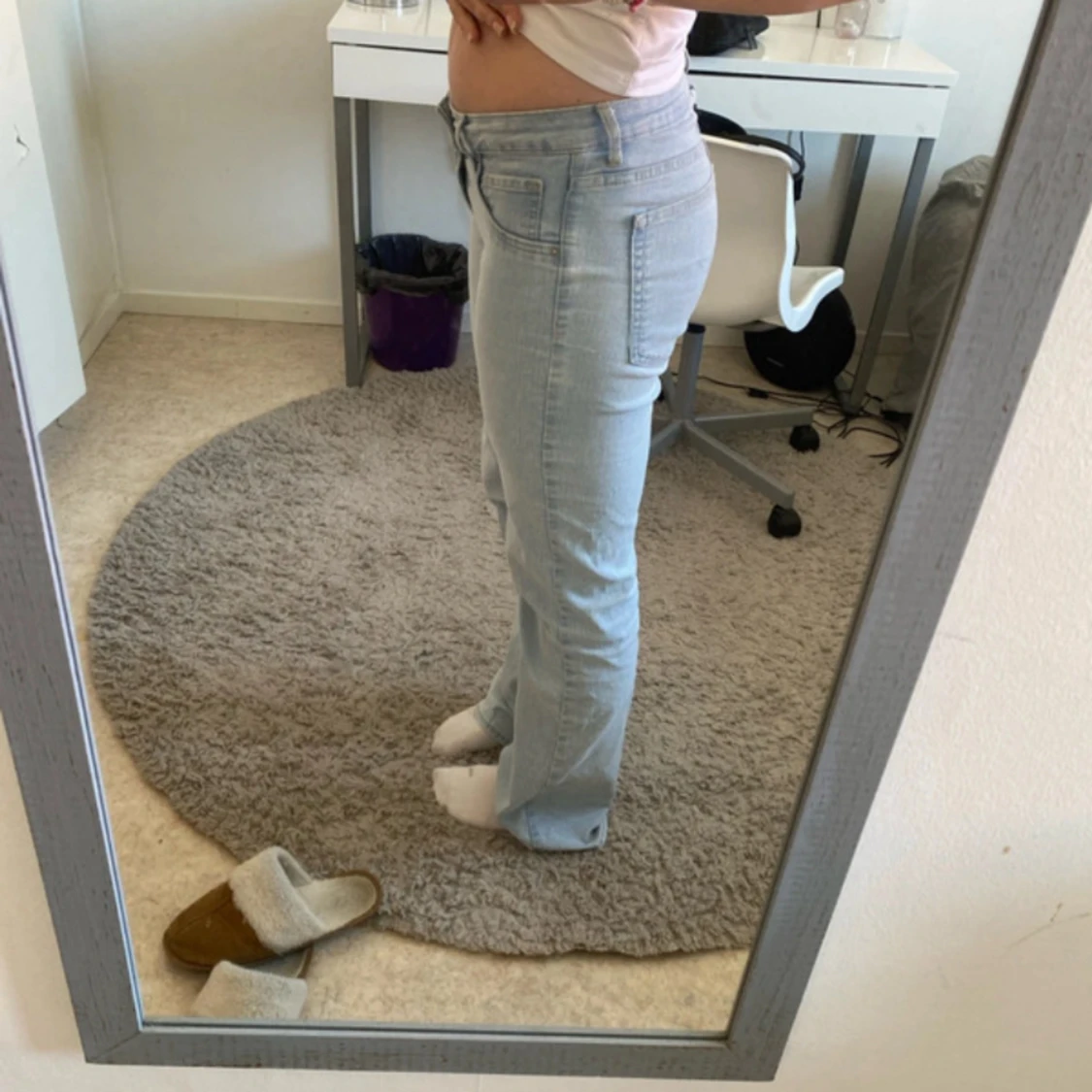 Ljusblå lågmidjade jeans - 91