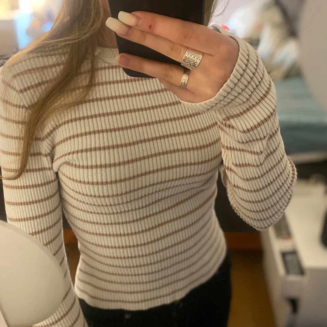 Ribbad, randig tröja  - 91