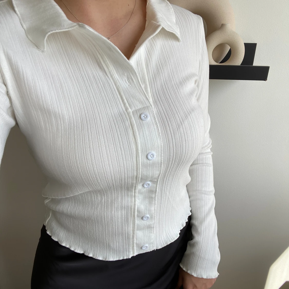 Vit långärmad tröja  - 90