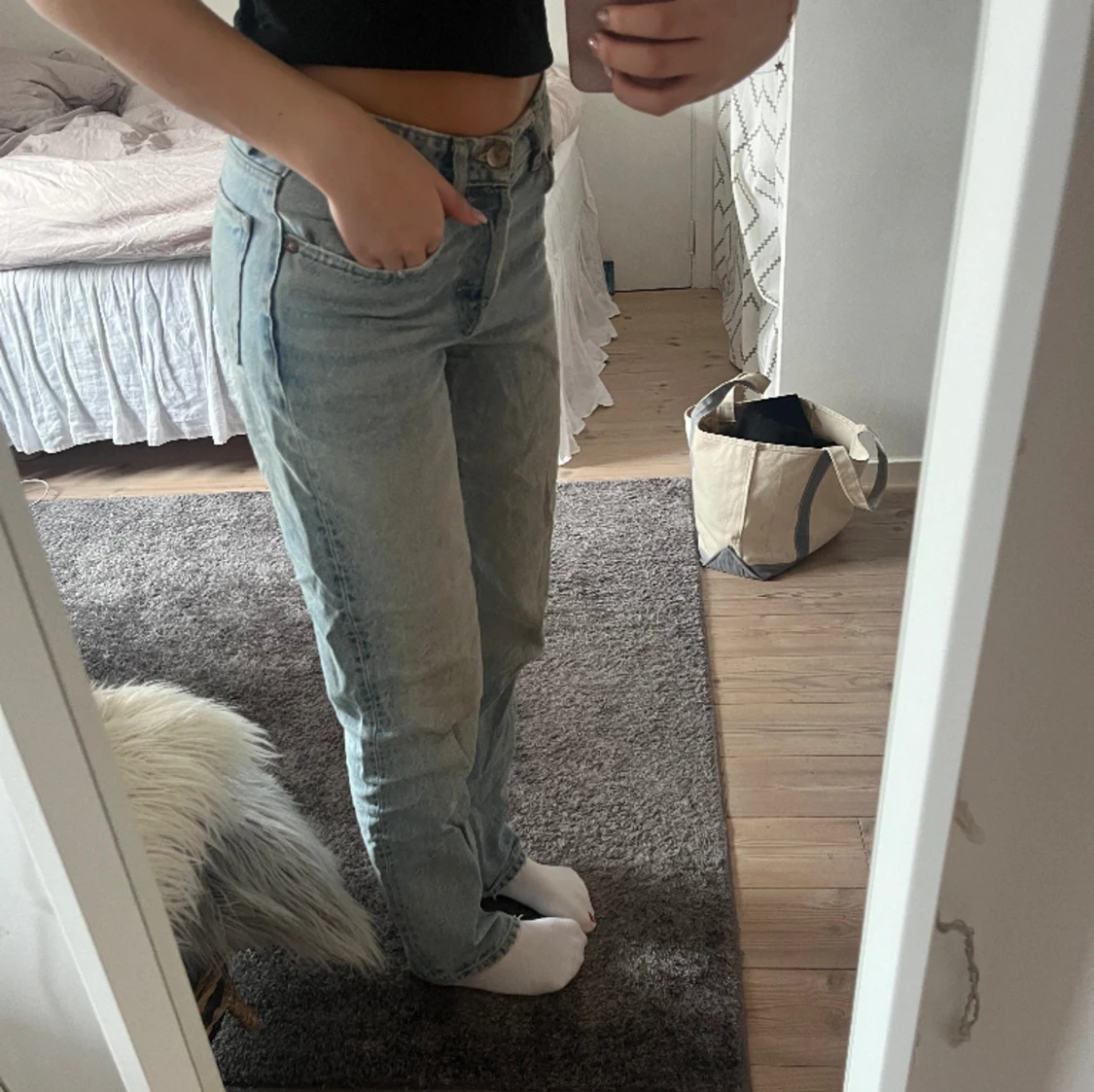 Ljusblåa zara jeans - 90