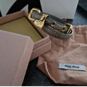 Prada armband  - (Prada) Miumiu armband, jättefint. Slutsålt. Inköpt på vestiaire collective. Double, greige skinn med gulddetaljer.