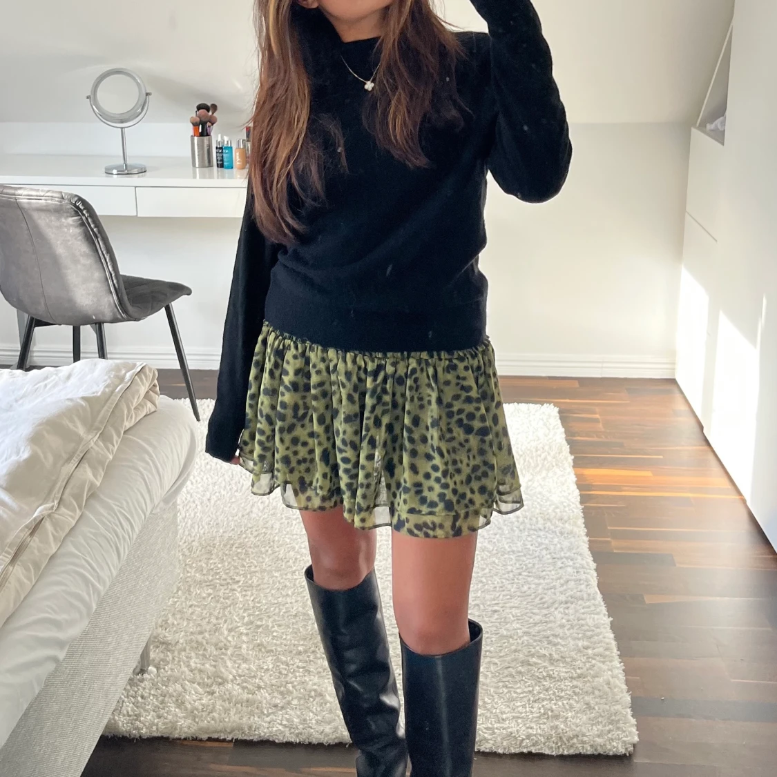 Grön leopard kjol med smock, Hm - 43