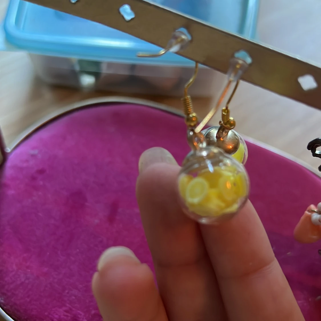 örhängen, citron 🍋 skivor i en kula - 91