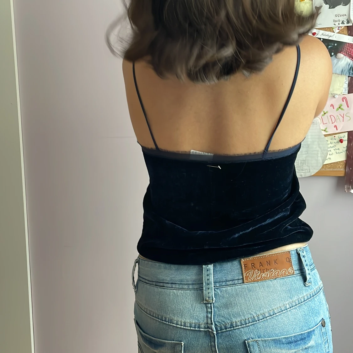 Dark blue velvet top - 90