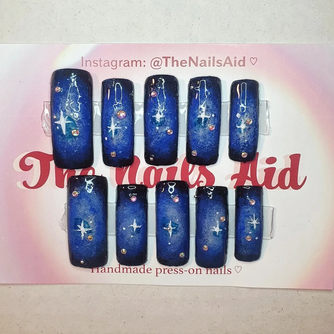 Y2k space blå press-on naglar!