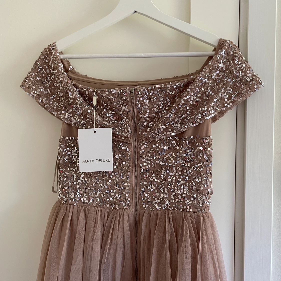 Fest klänning beige/rosa - 91