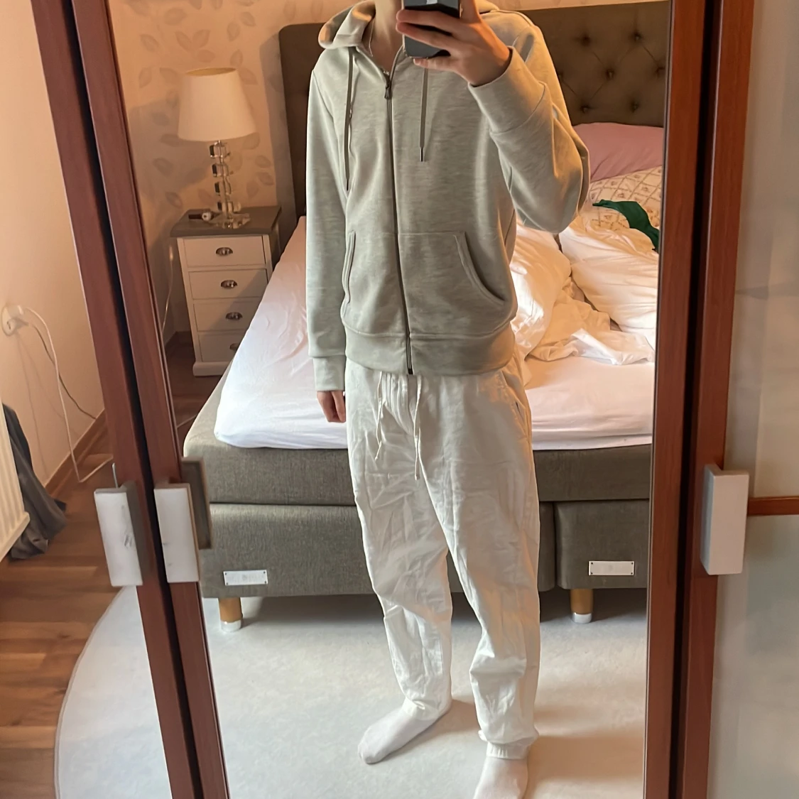 Grå polo zip - 90