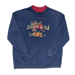 Vintage höst tjocktröja - Intressekoll på denna superfina vintage höst tjocktröja som jag köpt på depop (första bilden är lånad från depop säljaren). Jätte fint broderi och i jättefint skick! Jag är själv s i storlek och har haft denna som oversized vilket den passar utmärkt för!🍂