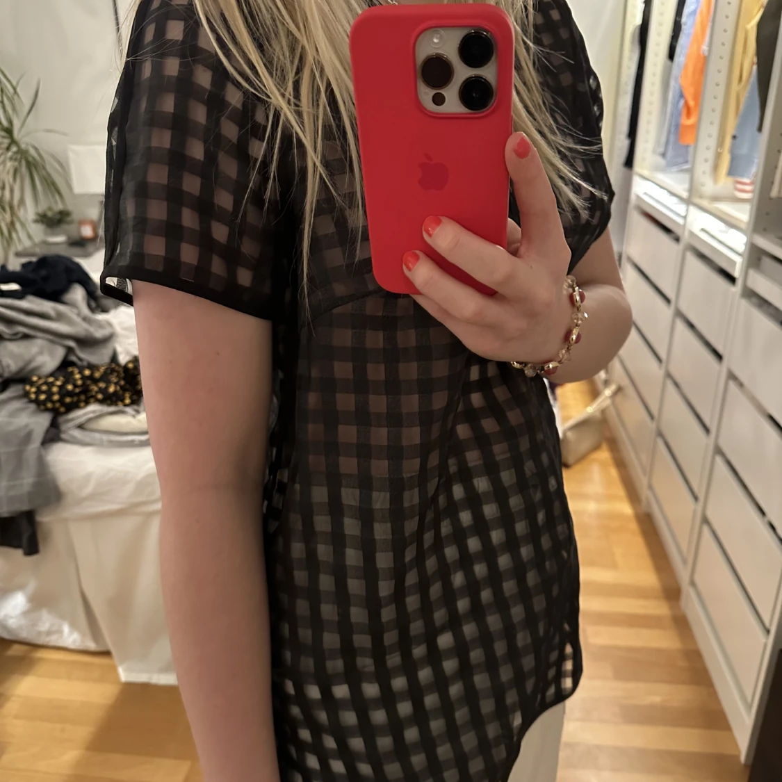 Genomskinlig rutig tröja - 90