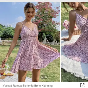 Säljer denna klänningen då den tyvärr inte kom till så stor användning🫶 Väldigt söt och ser ut som på bilden. Fylld med söta små blommor i olika färger, banden är även justerbara!!💋